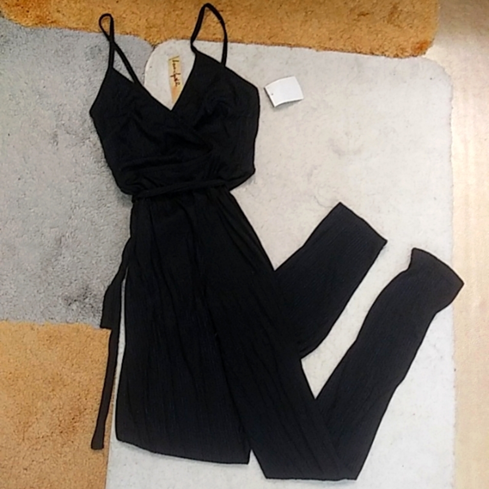 Love Square Black\Navy Strip Dress Jumpsuit NWT